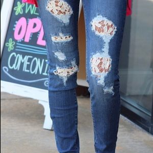 Judy blue jeans with lace patch